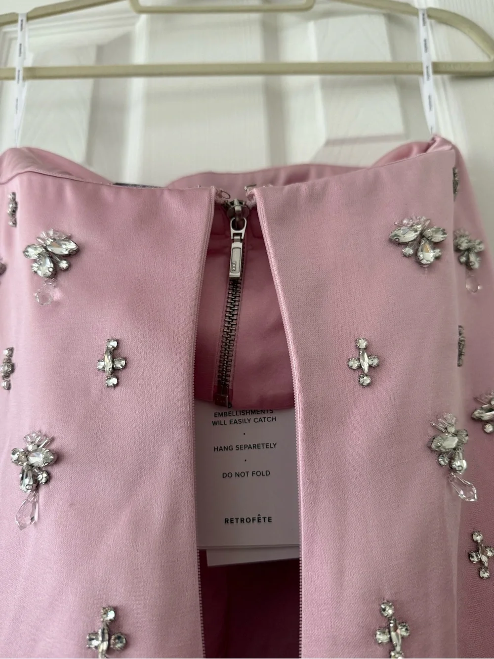 Retrofete Elise Strapless Crystal Embellished Satin Gown Pink NEW with tags - Picture 10 of 16